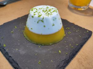 Mango coconut desert at Lua in Cadaques