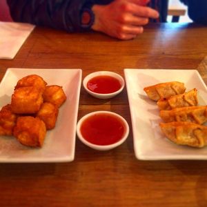 Salt n Pepper tofu and gyozo starters at NoodleOne in Bangor