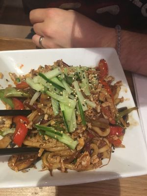 Hoi sin mushrooms and noodles  at NoodleOne in Bangor