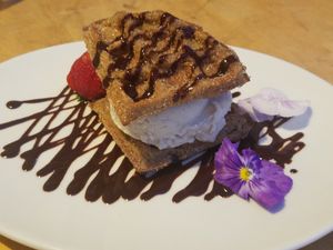 Vegan cwaffle at Tocaya Modern Mexican in Venice