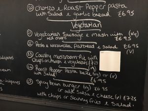 vegan options  at The Central Bar in Gateshead