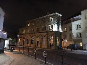 outside at night  at The Central Bar in Gateshead