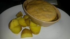 Chunky root vegetable stew with herb dumpling crusts and baby potatoes at The Central Bar in Gateshead