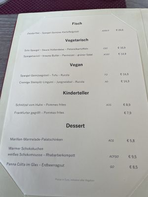 Menu with two vegan options  at Rathauskeller - Der Melker Gasthof  in Melk