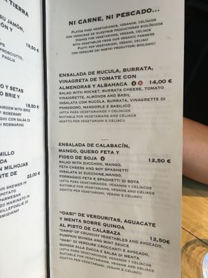 Menu 1 at Gusto Ristobar in Sevilla
