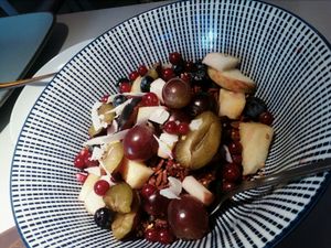 Muesli (with honey) and oatmilk on the side at Napoljonska in Berlin