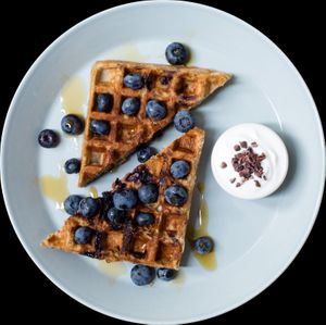 Vegan & Gluten Free Blueberry Waffle at Raw Press in South West London
