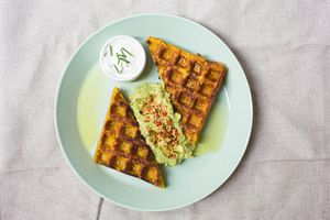 Vegan & Gluten Free Sweetcorn Waffle at Raw Press in South West London
