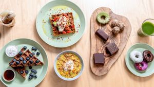 Gluten-free blueberry & sweetcorn waffles, Ayurvedic Kitchari, raw desserts and cold-pressed green juice! at Raw Press in South West London