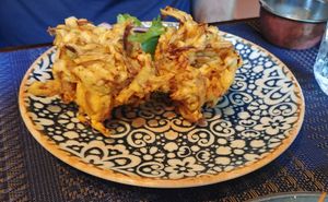 Huge onion bhaji at Blue Lotus in Vilnius