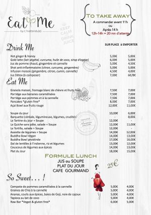 Notre Menu  at Eat Me by L'Inattendu-e in 