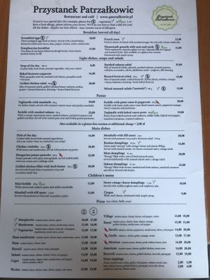 English Menu at Przystanek Patrzalkowie - Maybe Closed in Malbork