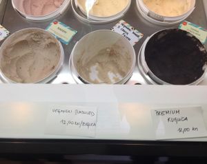 from left to right: hazelnut, coconut (and vanilla?), and chocolate  at Slatka Tvornica Medenko in Zagreb