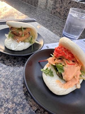 Agedashi tofu bun (left) mock duck bun (right)   at moto-i in Minneapolis