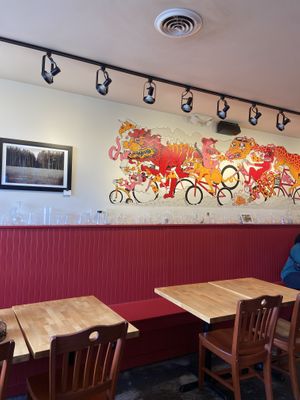 inside seating   at Pie-Sci in Detroit