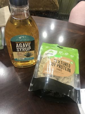 I found agave after nearly a year of searching. And the tvp curls, I needed for dinner  at Health Nuts Shop & Cafe in Sydney
