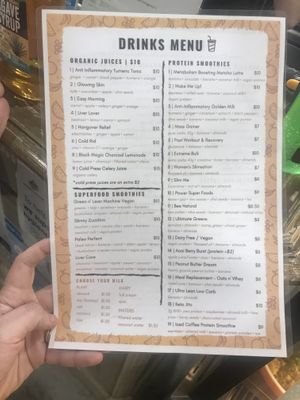 Drinks menu  at Health Nuts Shop & Cafe in Sydney
