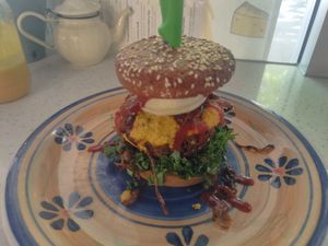 Falafel burger at Health Nuts Shop & Cafe in Sydney