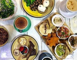 Shuk Plate, Paleo Breakfast & various desserts at Health Nuts Shop & Cafe in Sydney