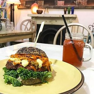 Vegan burger at Health Nuts Shop & Cafe in Sydney