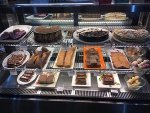 Vegan cake selection at Health Nuts Shop & Cafe in Sydney