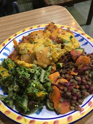 Vegan lasagne with lentil and cake salad. at Health Nuts Shop & Cafe in Sydney