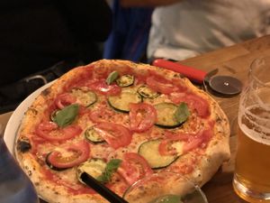 Pizza Verdura with vegan cheese  at Ogien in Wroclaw