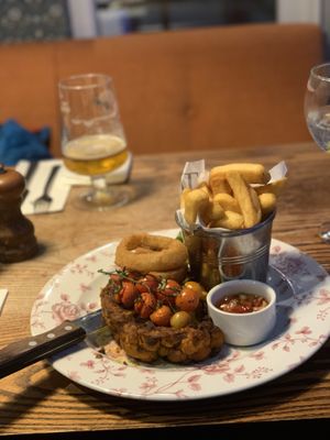 Cauli steak with chips and salsa  at Anglesey Arms in Menai Bridge
