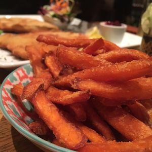 Amazing sweet potatoe fries at Die Villa in Weiden