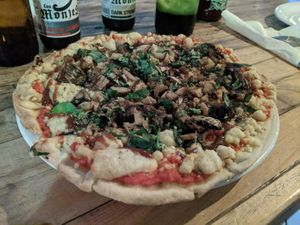 This pizza was loaded with yummy toppings! at Tandana in Quito