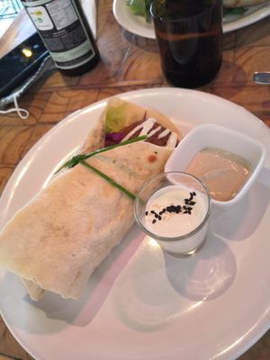 Falafel wrap with aji and homemade mayonnaise at Tandana in Quito