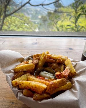 French fries with vegan mayo  at Tandana in Quito