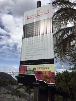 Tandana sign shows future plans for this location, to include gardens and vegan informational center. at Tandana in Quito