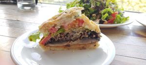 Black beans Hamburger with portabelo at Tandana in Quito