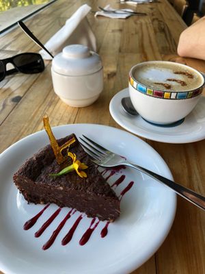 Chocolate brownie with macadamia nuts - so good! at Tandana in Quito