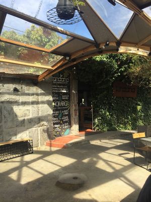 Sitting outside at Tandana  at Tandana in Quito