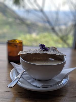 Delicious quinoa soup with a view at Tandana in Quito