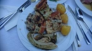 3 types of quiche (onion, mushrooms and leek)  at Wohlfuhlhotel Goiserer Muhle in Bad Goisern