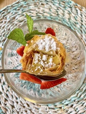 Apple strudel   at Restaurant Quay in Mallorca