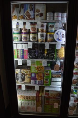 Vegan ice creams and frozen pizzas. at Good Rebel in Toronto