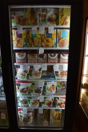 Frozen vegan meats and 'seafood.' at Good Rebel in Toronto