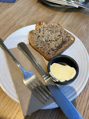 Walnut and banana loaf with dairy free spread - recommend!!  at Coffee Culture in Christchurch