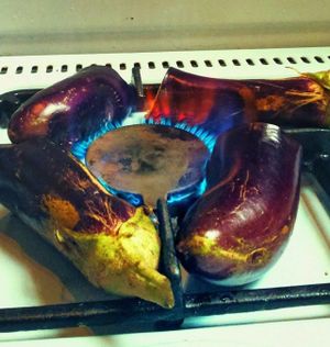 getting ready for moutabal! at bARACA in Kampot