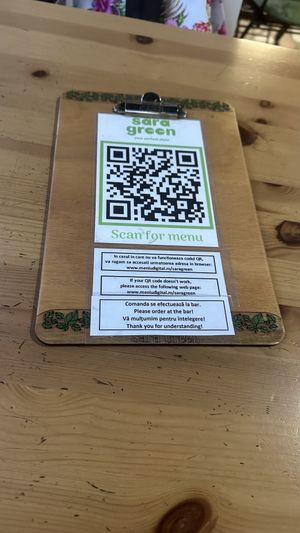 Menu  at Sara Green in Bucharest