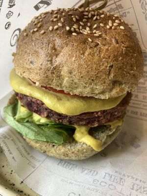 Happy cow vegan burger   at Sara Green in Bucharest