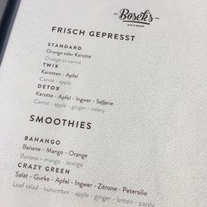 Fresh juices and smoothies at Bosek's Salt & Sugar in Wagrain