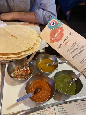 Poppadums at Sanskruti Restaurant in Liverpool