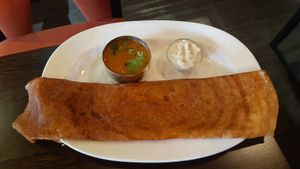 Mushroom dosa with Sambar at Sanskruti Restaurant in Liverpool