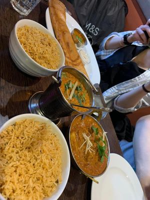 Pilau rice, dosa and tarka Dahl   at Sanskruti Restaurant in Liverpool