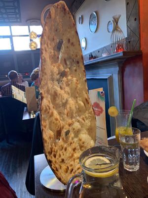 Family garlic naan   at Sanskruti Restaurant in Liverpool